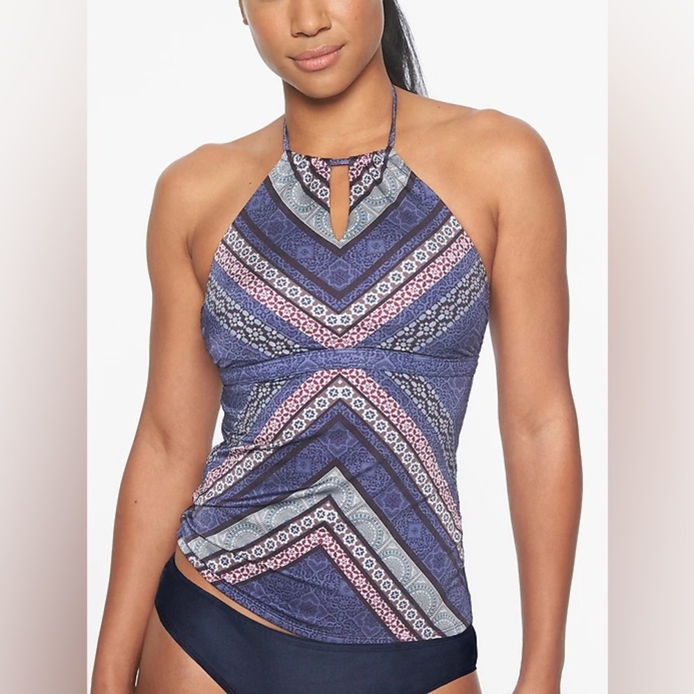 NWT Athleta Swim Halter Tankini Top Purple Blue Size Small